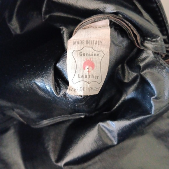 Joan‎ Harper Handbag Double Envelope Clutch Black Italian Leather Retro Goth VTG - Picture 7 of 13